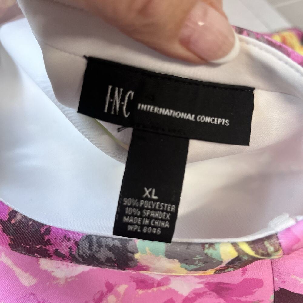 INC International Concepts Blazer sz Extra Large Pink Green Floral Scuba Stretch - Picture 8 of 8